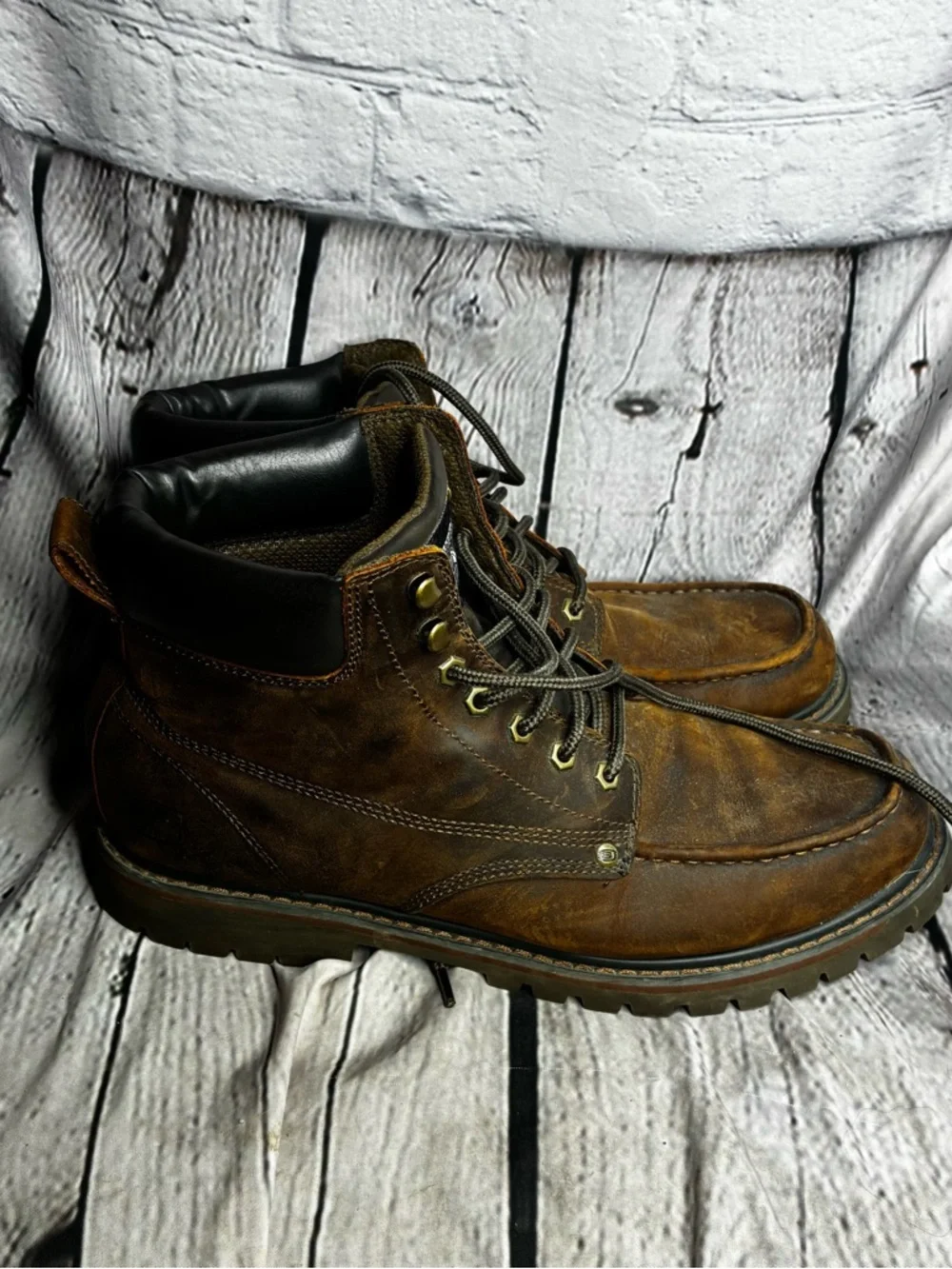 Skechers‎ Bruiser 6643 Men’s Brown Leather Lace Up Lug Sole Boots Size 12 GUC